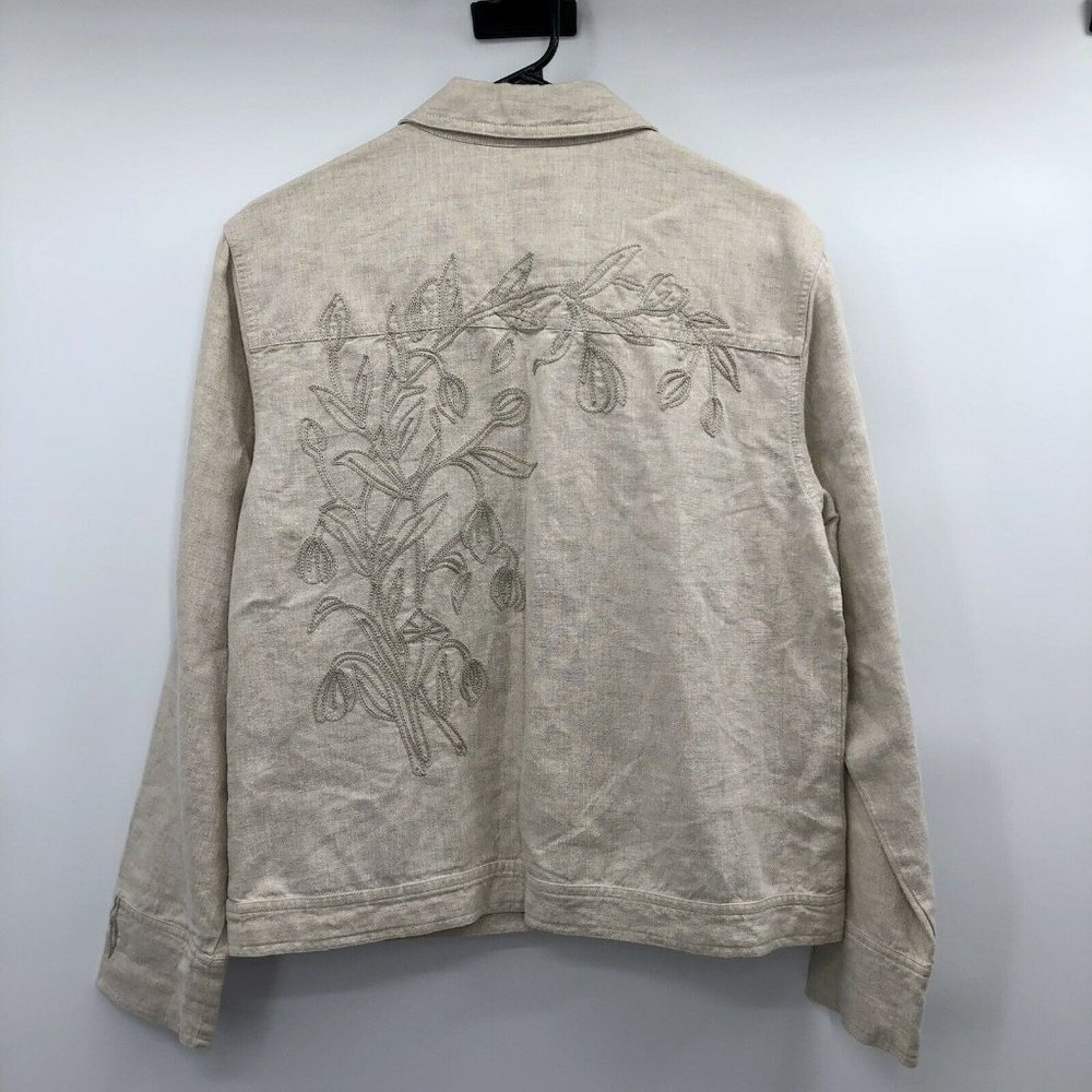J Jill Tan Linen Jacket Womens 6 Used Linen - Picture 2 of 11